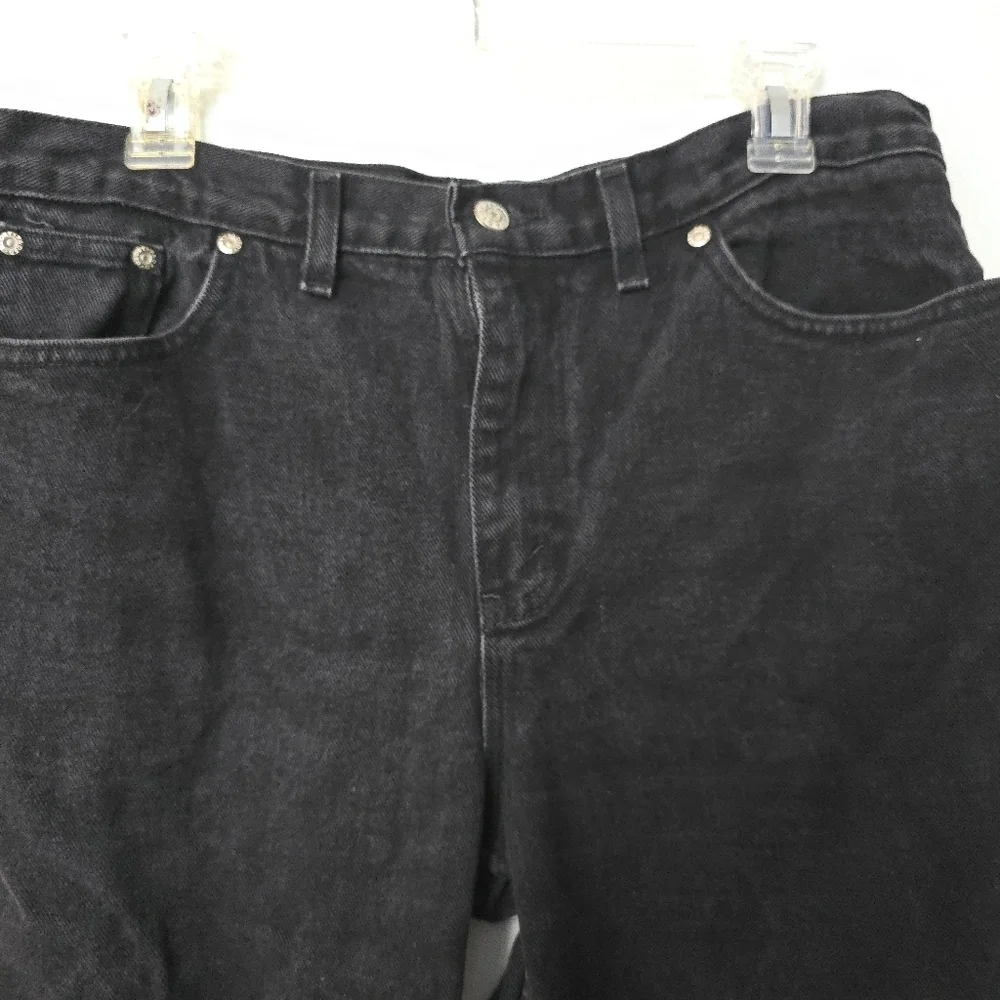 Vintage Y2K Jeans Women's Size 14 Tall Faded Glory Black Denim Mom Made In USA - Picture 2 of 9